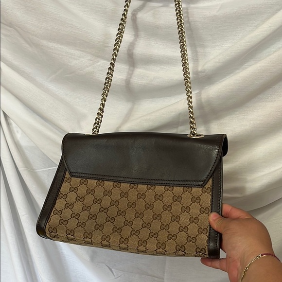 Gucci Brown and Tan Shoulder Bag with Chain Strap - Picture 10 of 16